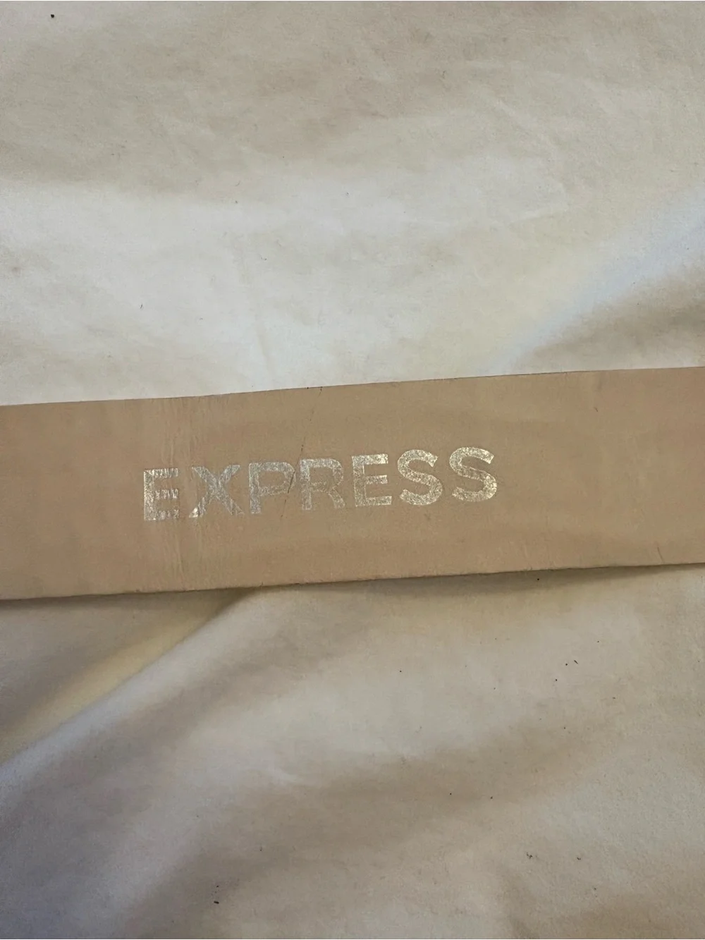VTG Express Cream Leather Belt with Silver Buckle